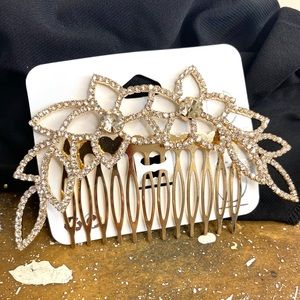 NWT Gold Floral Sparkle Bridal Formal Hair Comb
